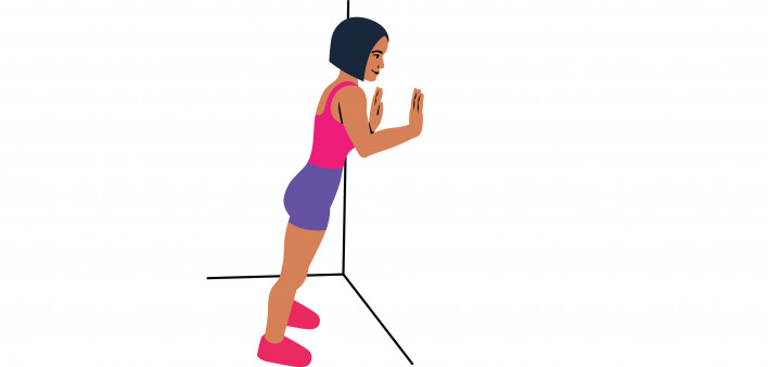 illustration girl wall push-ups