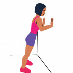 illustration girl wall push-ups