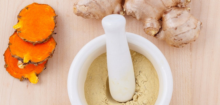 herbs, herbal medicine, ginger, turmeric, mortar, pestle, supplements