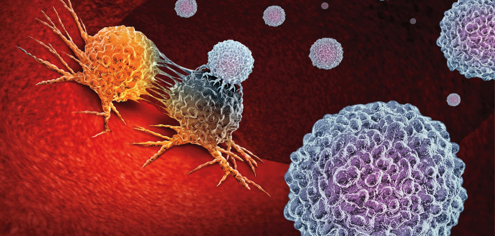 Cancer Immunotherapy as a human immune system therapy concept as a biomedical or biomedicine oncology treatment using the natural T cell fighting properties of the body as a 3D render.