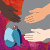 illustration of hands reaching toward sick woman