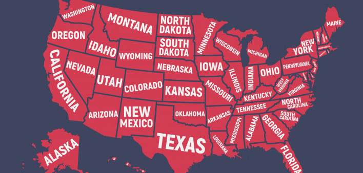 United States of America map with state names