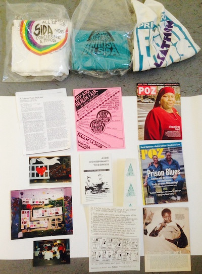 Some of the artifacts on display include issues of POZ