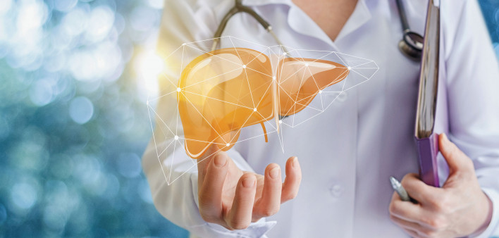 Doctor and liver illustration