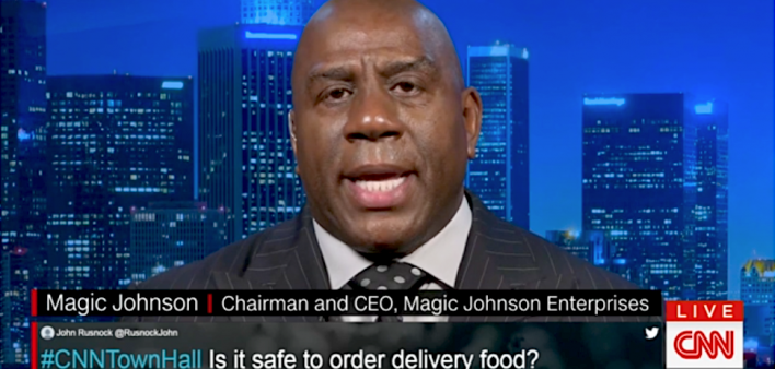 On a CNN town hall, Magic Johnson speaks about HIV and the new coronavirus