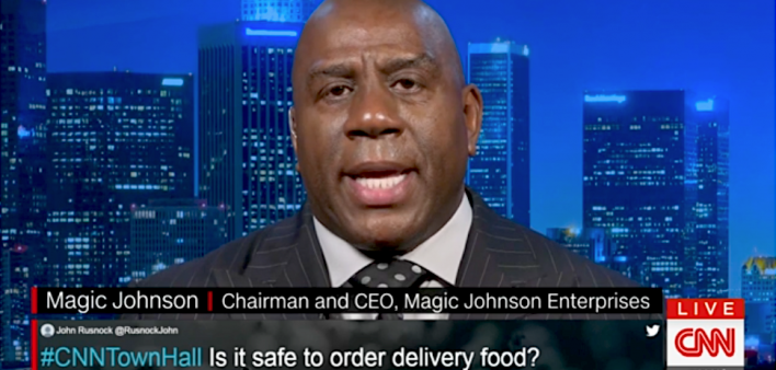 On a CNN town hall, Magic Johnson speaks about HIV and the new coronavirus