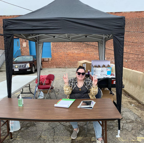 AIDS Project Worcester in Massachusetts set up open tents to offer harm reduction supplies and meals during the COVID-19 crisis.