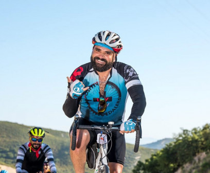 A rider in the 2019 AIDS/LifeCycle