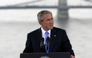 United States President George W. Bush speaks at an outdoor ceremony marking the 50th anniversary of the 1956 Hungarian anti Soviet uprising in Budapest, Hungary, on Thursday, June 22, 2006.