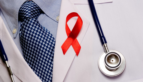 red ribbon AIDS HIV awareness doctors lapel