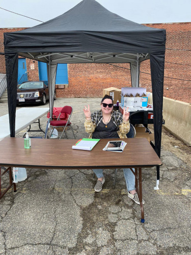 A harm reduction tent at AIDS Project Worcester