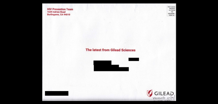 A sample Gilead Sciences envelope