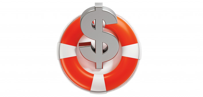 life preserver and money symbol