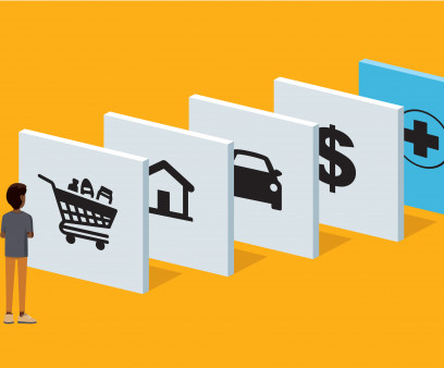 illustration man looking at signs costs of living