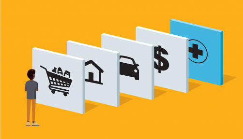 illustration man looking at signs costs of living