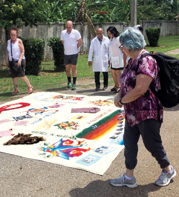 Proyecto Memorias AIDS memorial quilt display at Los Cocos sanatorium