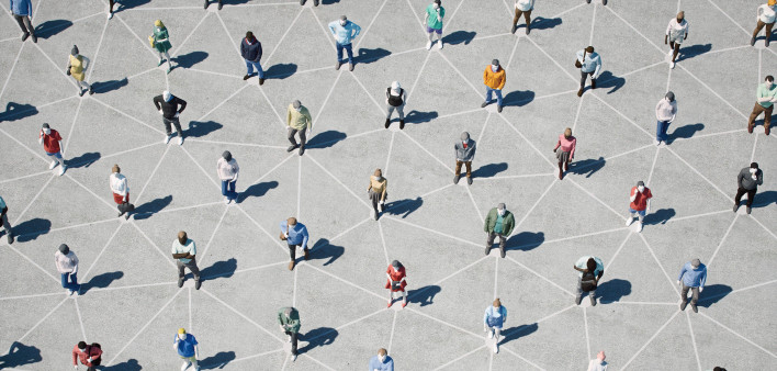 illustration people connected by lines