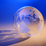 a transparent globe casting a shadow