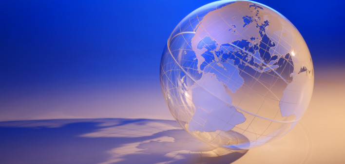 a transparent globe casting a shadow