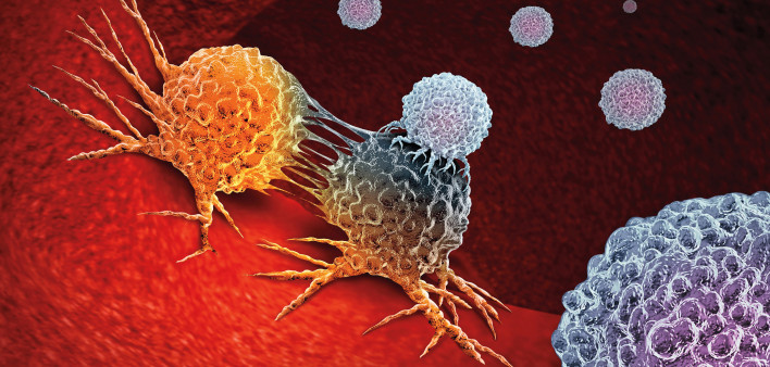 Cancer Immunotherapy as a human immune system therapy concept as a biomedical or biomedicine oncology treatment using the natural T cell fighting properties of the body as a 3D render.