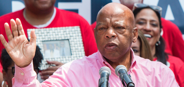 Congressman John Lewis from Georgia speaks at a Moms Demand Action anti-gun, anti-NRA rally in Woodruff Park, on April 29, 2017 in Atlanta, GA.