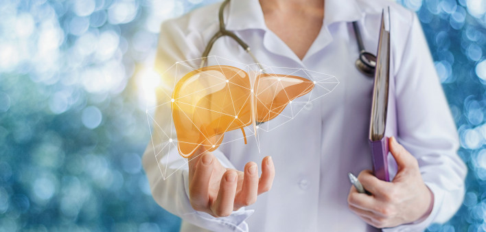 Doctor and liver illustration
