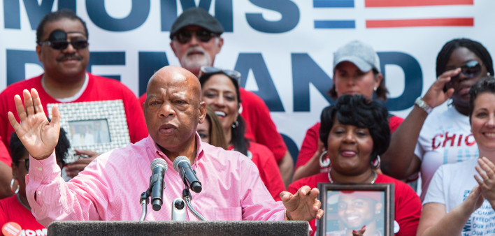 Congressman John Lewis from Georgia speaks at a Moms Demand Action anti-gun, anti-NRA rally in Woodruff Park, on April 29, 2017 in Atlanta, GA.