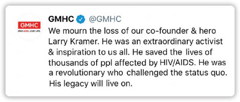 social media death Larry Kramer