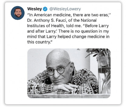 social media death Larry Kramer