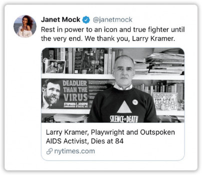 social media death Larry Kramer