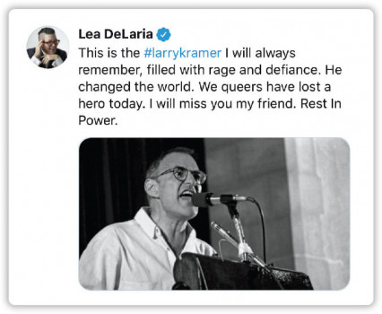 social media death Larry Kramer