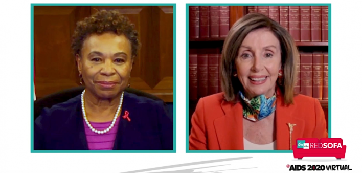 Congresswoman Barbara Lee and Speaker Nancy Pelosi welcome viewers of AIDS 2020: Virtual.
