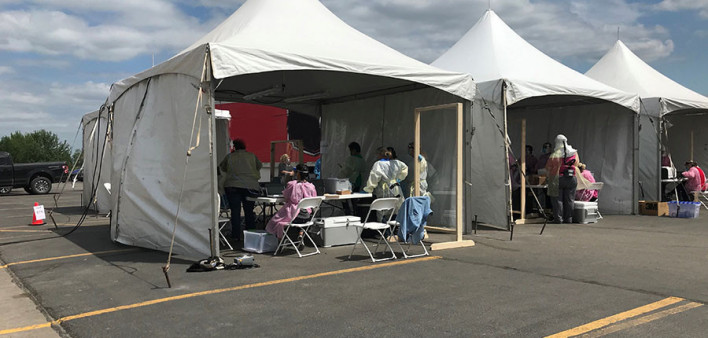 CDC attended a mass testing event and toured a meat processing facility in South Dakota in June.