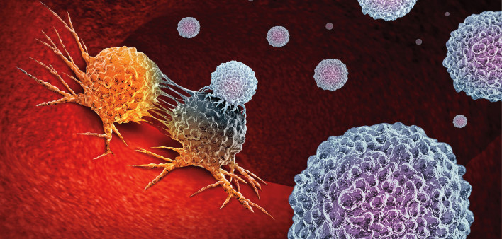 Cancer Immunotherapy as a human immune system therapy concept as a biomedical or biomedicine oncology treatment using the natural T cell fighting properties of the body as a 3D render.