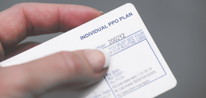 A US health insurance card (Individual PPO Plan)