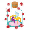 covid-19 person working in bottle illustration