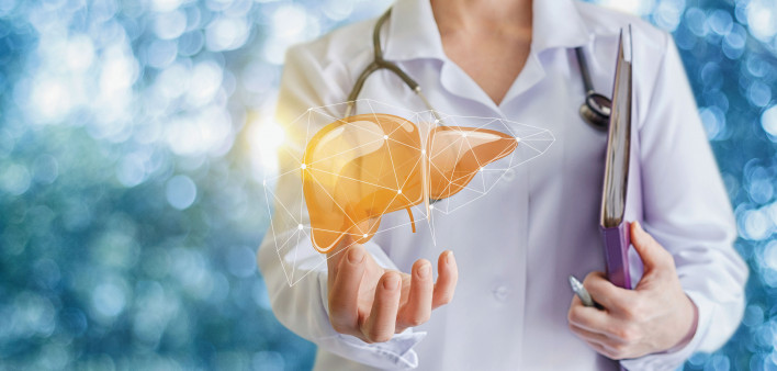 Doctor and liver illustration