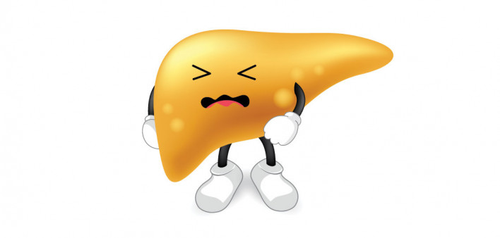 angry yellow liver illustration