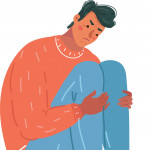 illustration of depressed young man boy