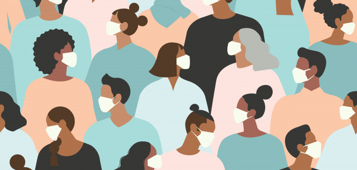 illustration people wearing masks