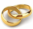 two interlocked gold rings