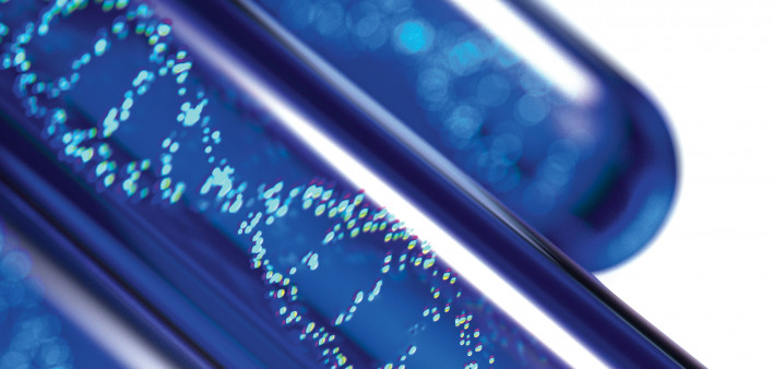 illustration DNA in test tube blue