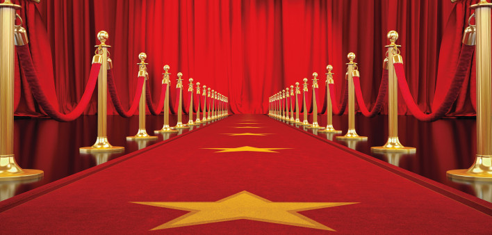Red Carpet with Gold Star Red Curtains Awards