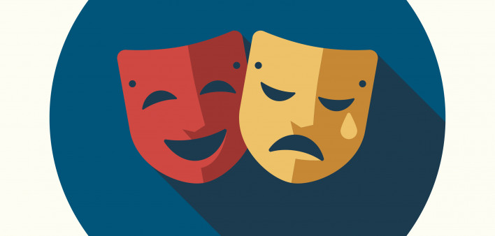 theater masks smile frown happy sad
