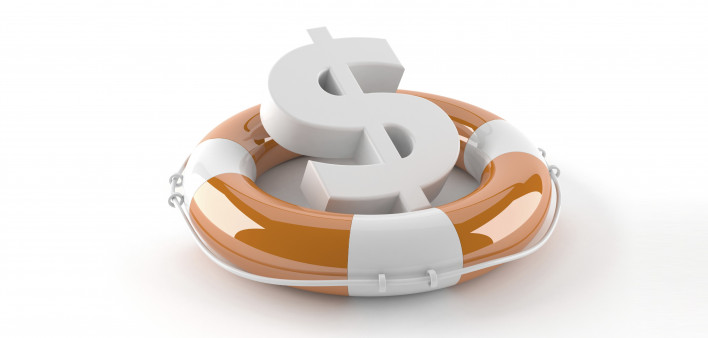 a US dollar symbol in a life preserver